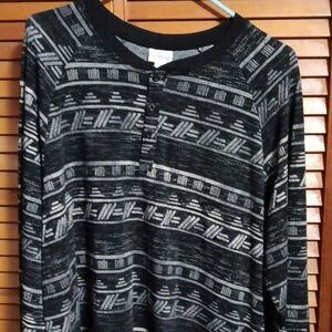 LuLaRoe Men's Black and Gray Geometric Long Sleeve Tee